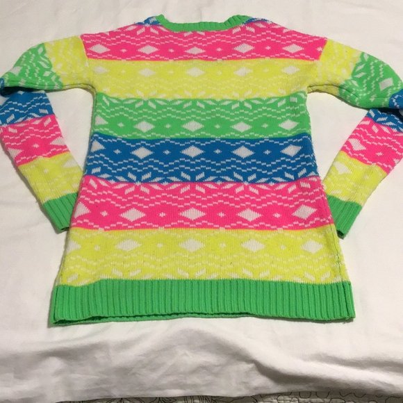 Retrod 80s Inspired Neon Knit Crew Neck Sweater Size S - Picture 8 of 10